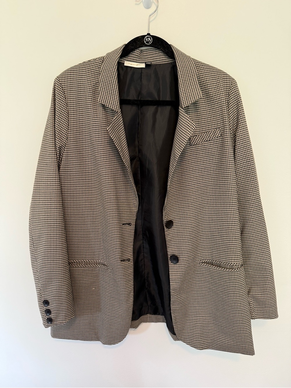 RD Style Black, Brown, and Cream Houndstooth Jacket